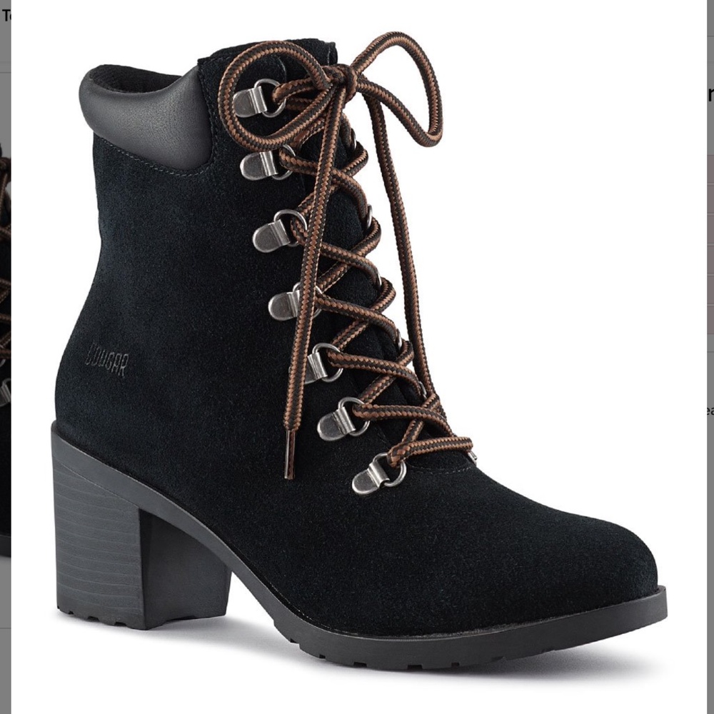 Cougar Angie Waterproof Black Suede Heeled Booties Size 7M